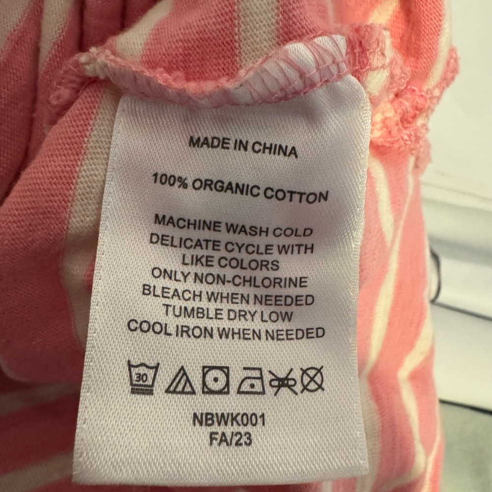 Quince Pink and White Striped Kids Long Sleeve Shirt with Hood, Size 8 - Picture 5 of 6